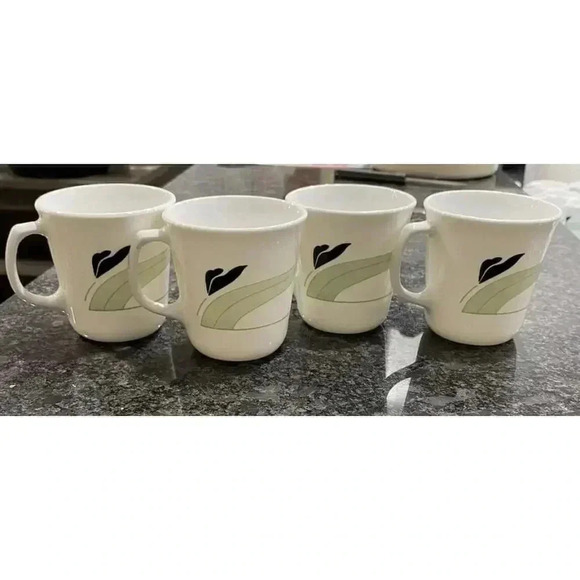 - Corelle by Corning Black Orchid Cups M'Wave Set of 4 Coffee Mugs U.S. - Picture 1 of 2